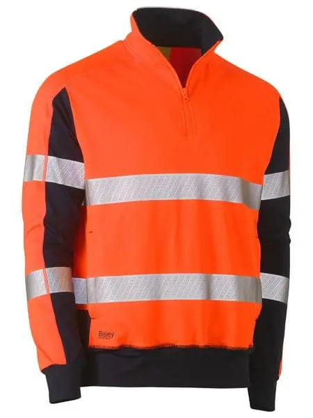 Bisley Taped Two Tone Hi Vis Contrast Stretchy 1/4 Zip Pullover BK6817T Metro Workwear.
